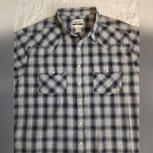 Ariat Retro Fit Plaid Pearl Snap Short Sleeve Button-up Shirt NWT Size XXL-Tall